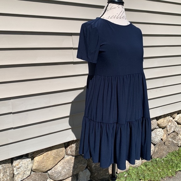 Nik AND NASH Short Sleeve Ruffled Babydoll Dress - Navy - Picture 3 of 15